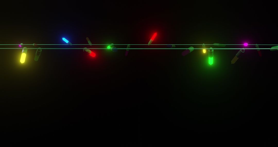 Colorful Christmas String Lights Glowing on Black Background - Free Images, Stock Photos and Pictures on Pikwizard.com