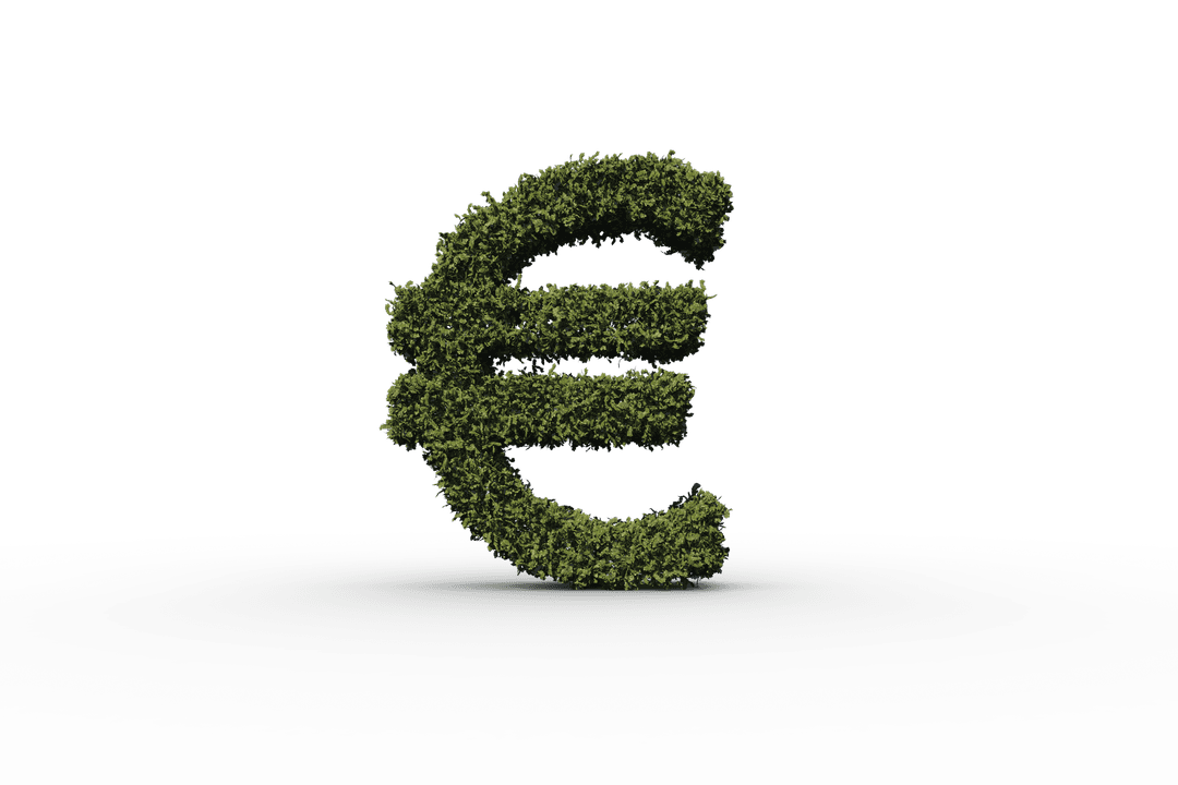 Transparent Euro Currency Symbol Made of Grass Isolated