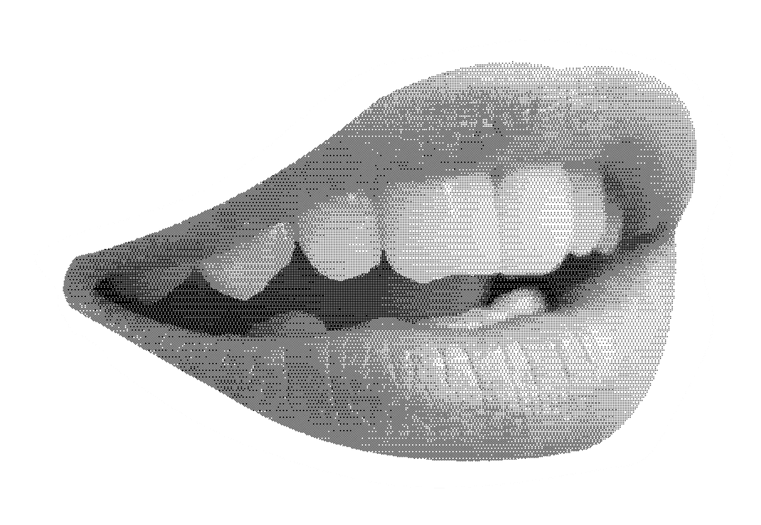 Stylized Monochrome Mouth Expression With Dotline on Transparent Background