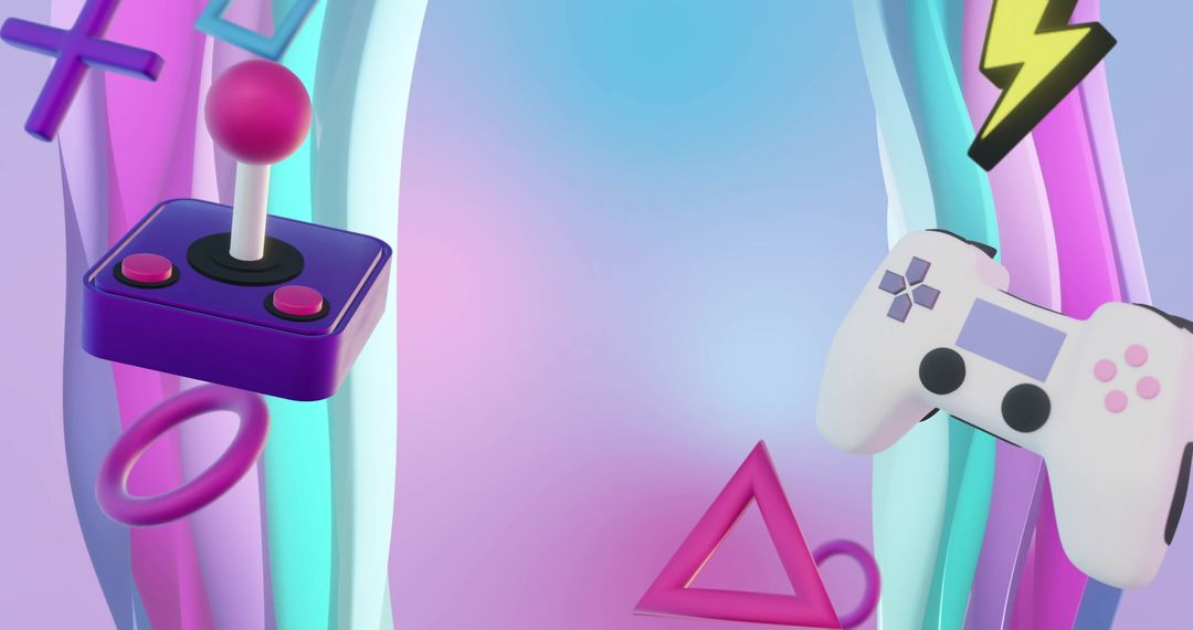 Colorful Gaming Icons Over Gradient Background Design