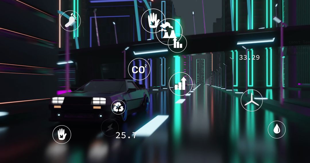 Futuristic Car with Digital Interface and Data Analytics