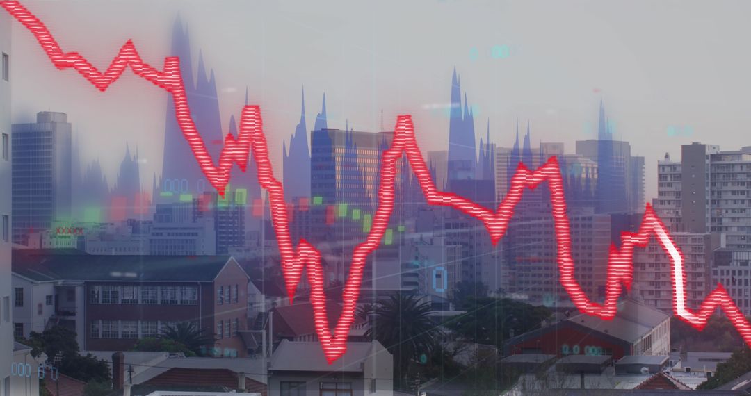 Cityscape with Stock Market Digital Interface Overlay