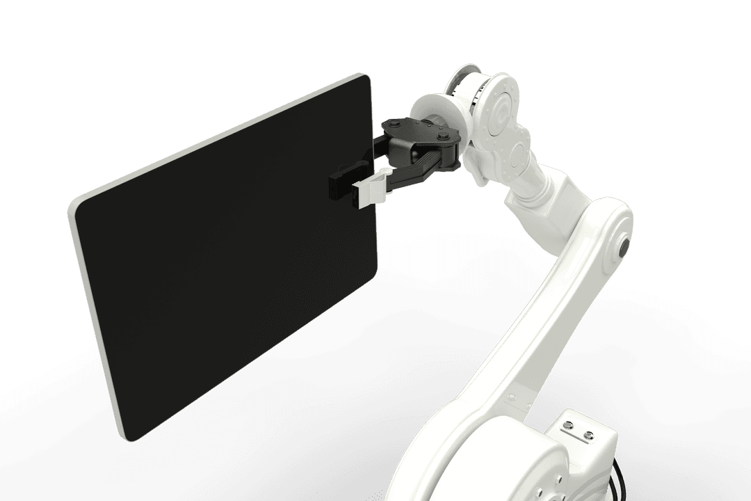 Transparent Robotic Arm Interacting With Digital Tablet