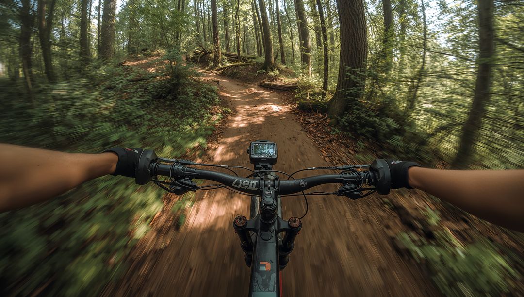 Dynamic Cycling Adventure on Forest Trail