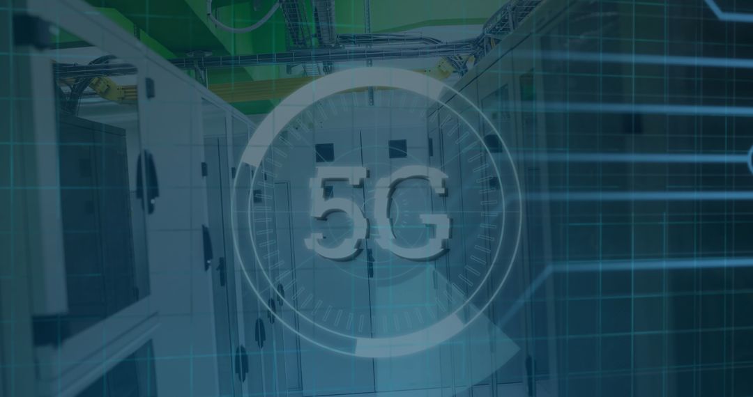 Digital 5G Data Visualization in Modern Server Room