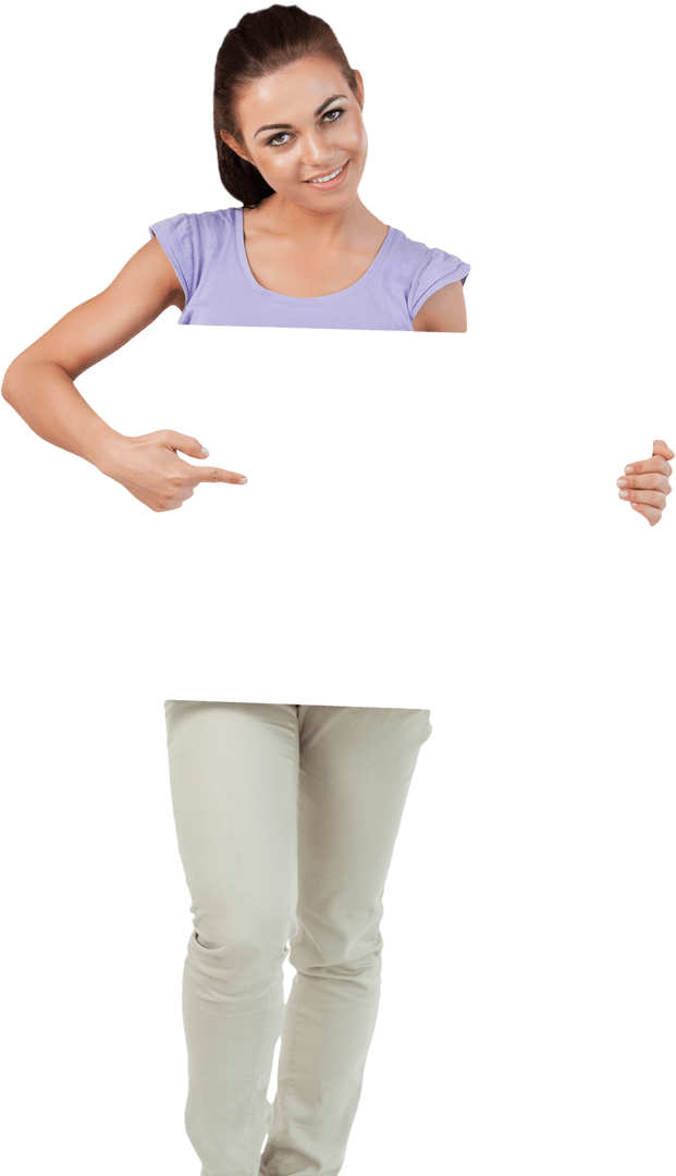Young Woman Holding Transparent Signboard for Custom Message