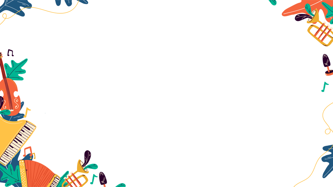 Colorful Music Instrument Border with Transparent Core for Creative Designs