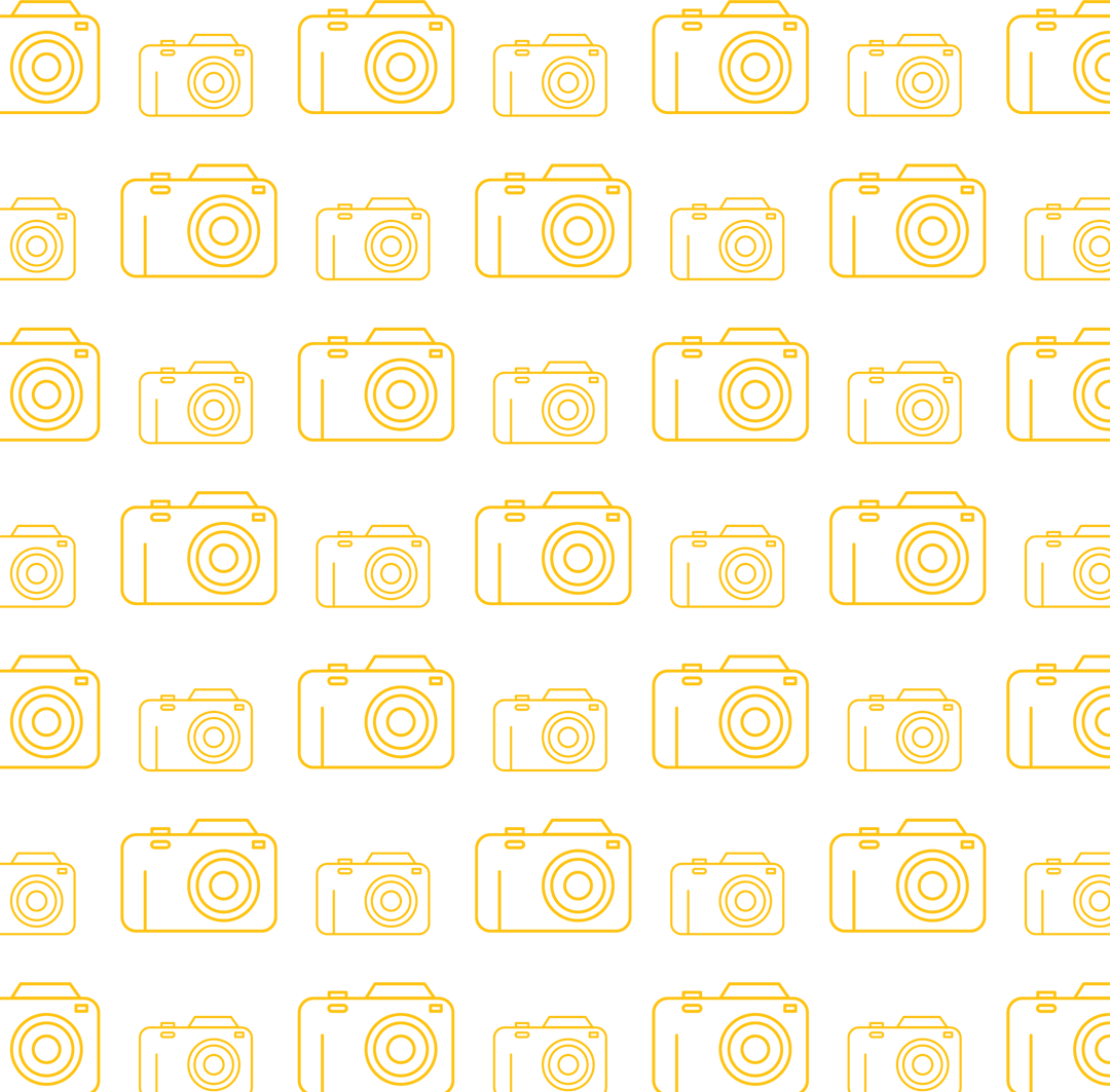 Seamless Yellow Camera Icon Pattern on Transparent Background