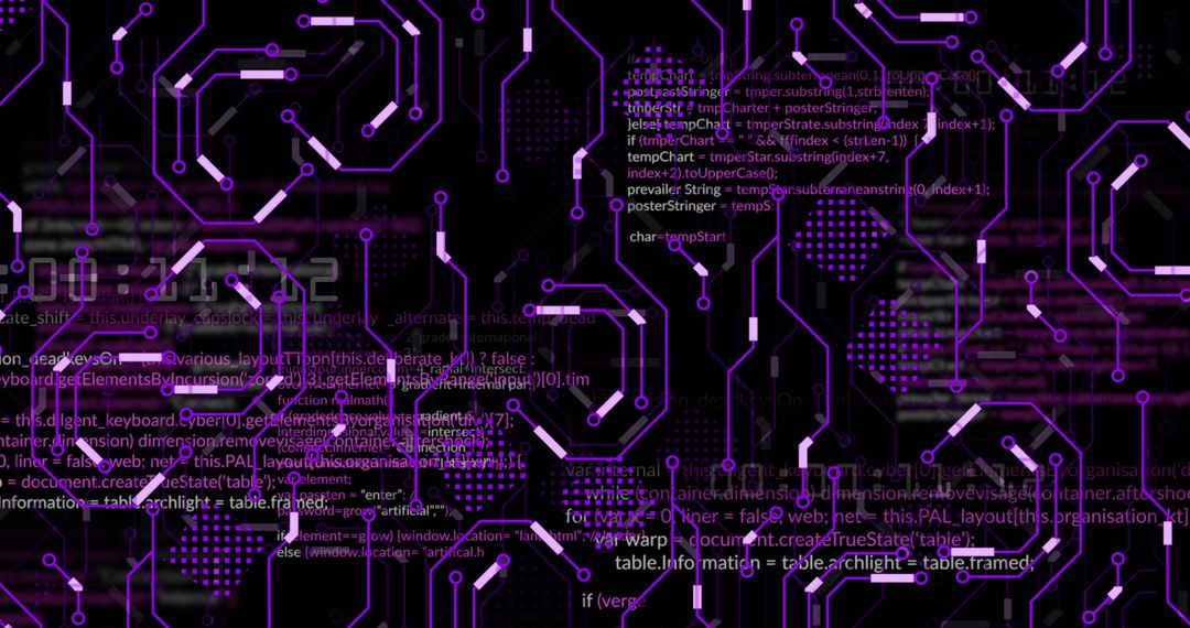 Futuristic Digital Circuit with Purple Data Interface