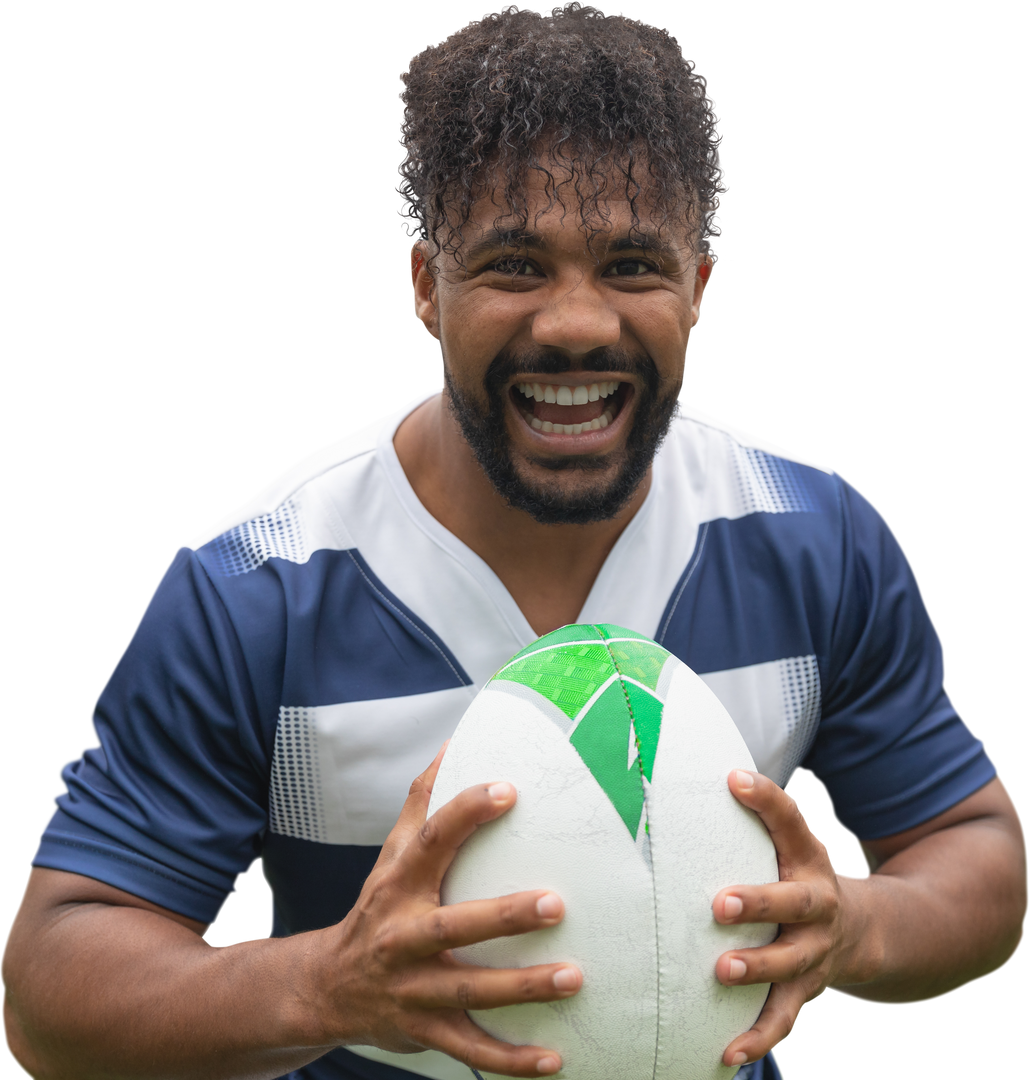 Energetic Rugby Player Holding Ball on Transparent Background - Download Free Stock Images Pikwizard.com