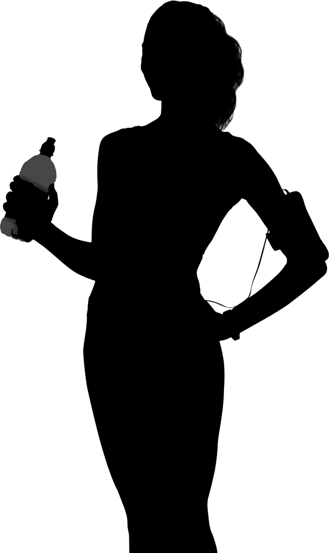 Silhouette of Woman Athlete on Transparent Background