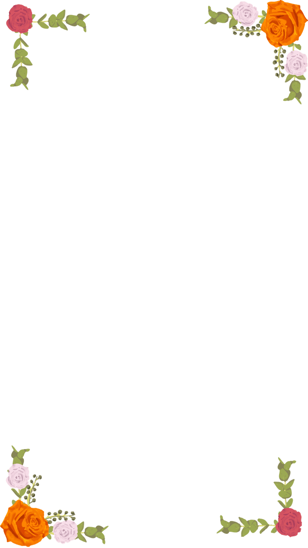 Ornamental Rose Corner Frame with Transparent Background