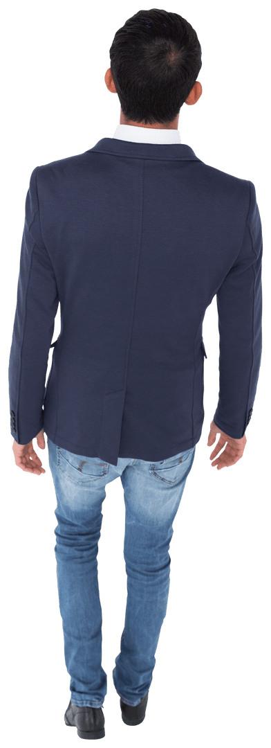 Rear View Businessman in Formal Attire on Transparent Background