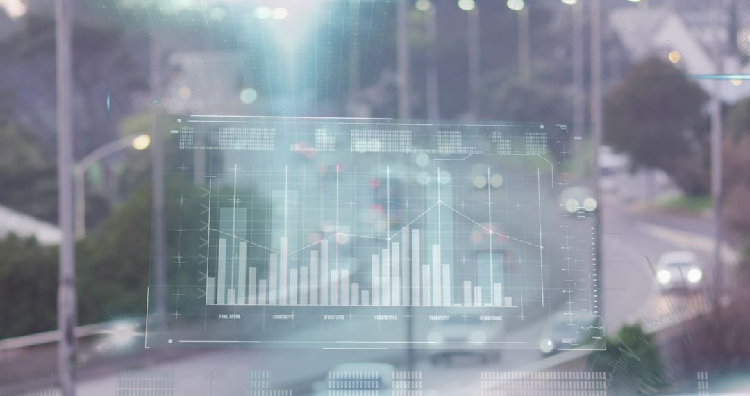 Futuristic Data Interface on City Streets