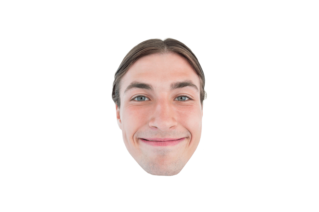 Smiling Face of Caucasian Man on Transparent Background