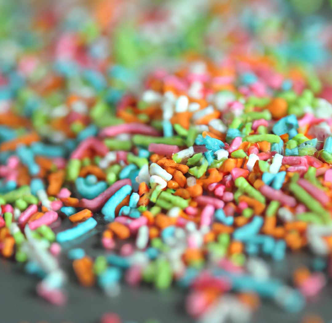 Close up of multiple colorful sweet sprinkles over blurred background - Free Images, Stock Photos and Pictures on Pikwizard.com