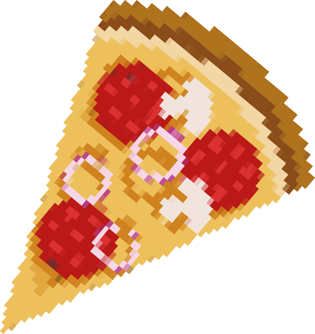 Pixel Art Pepperoni Pizza Slice with Mushrooms and Onions Transparent