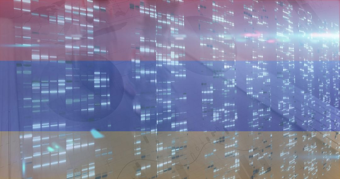 Armenian Flag Overlay on Data Processing Technology