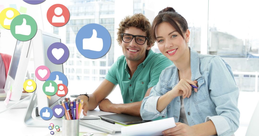 Teamwork and Social Media Connectivity in Modern Office