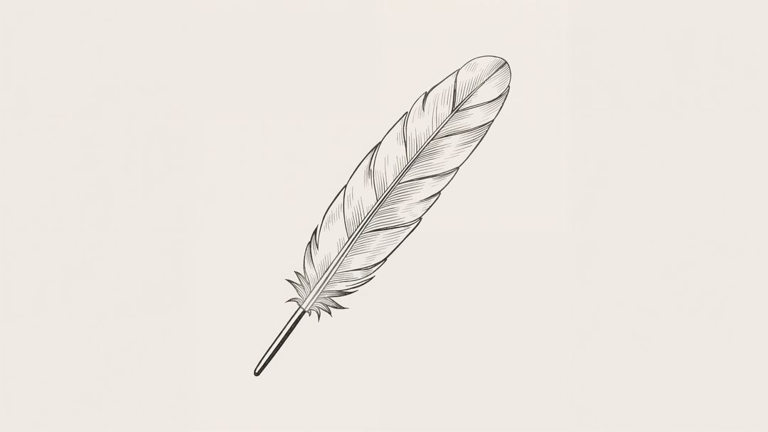 Detailed Feather Illustration in Minimalistic Style