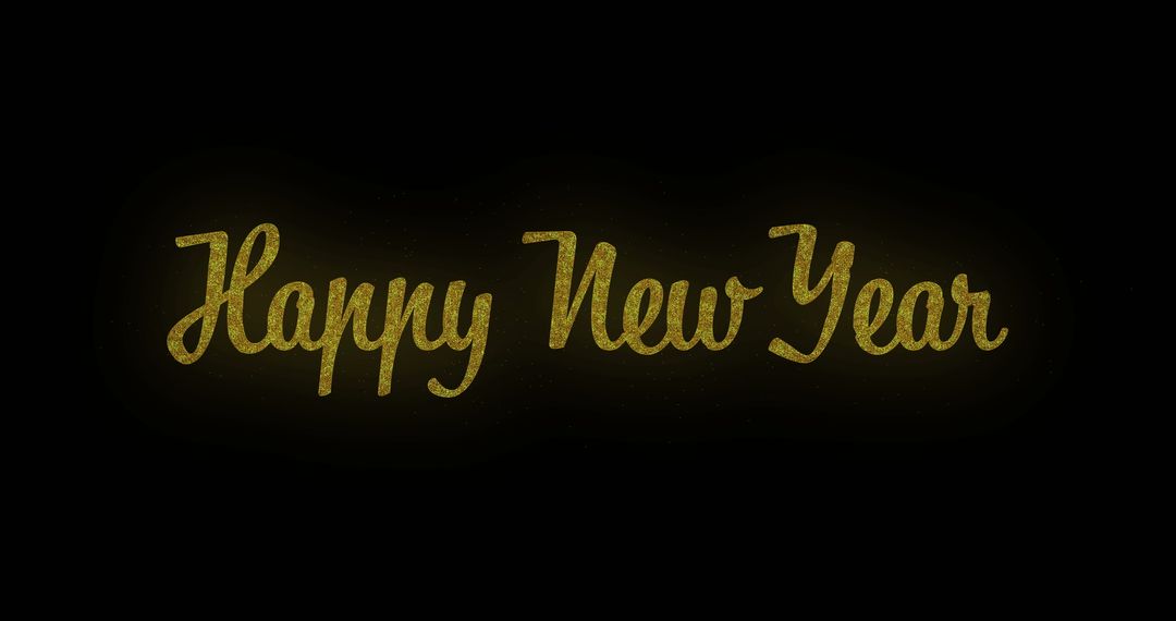 Glittering Happy New Year Text on Dark Background