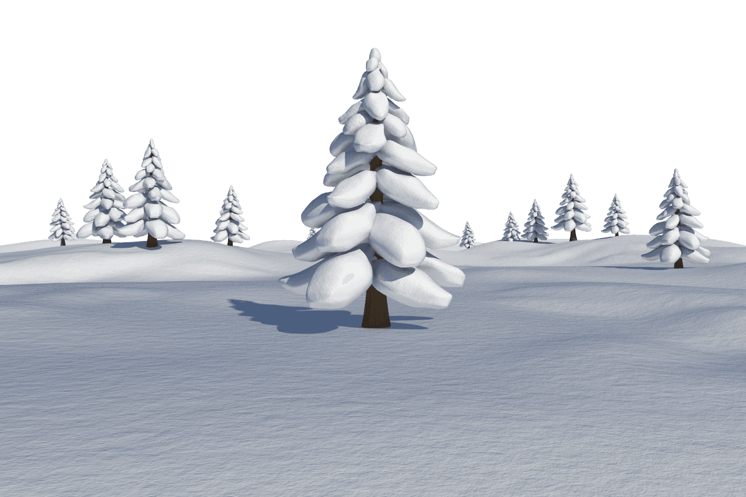 Winter Wonderland Scene With Snow-Covered Fir Trees Transparent