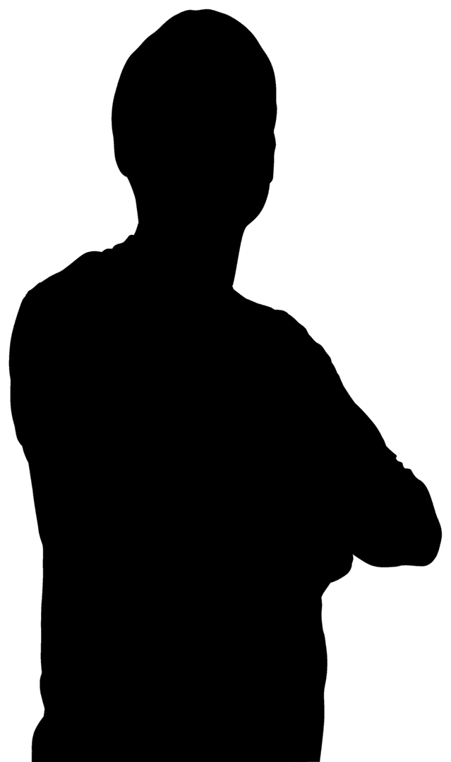 Silhouette of Confident Man with Arms Crossed on Transparent Background