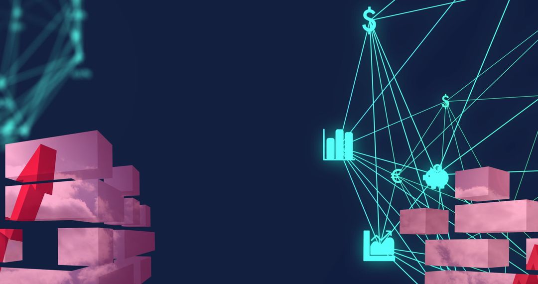 Abstract Financial Network with Digital Connections and Brick Walls