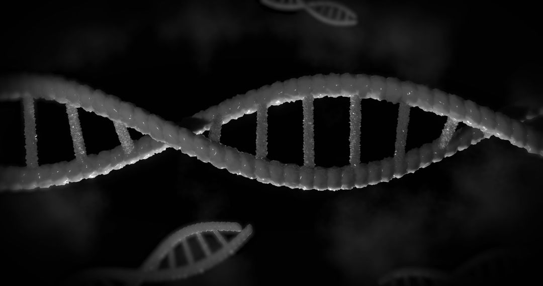 Abstract 3D Illustration of DNA Strands on Dark Background