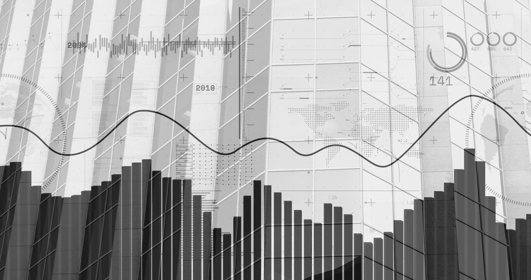 Futuristic Data Visualization Dashboard with Charts and World Map