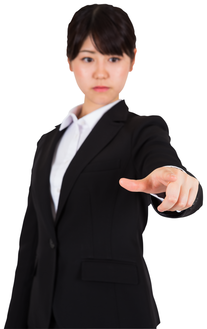 Transparent Asian Businesswoman Pointing Forward Confidently - Download Free Stock Images Pikwizard.com