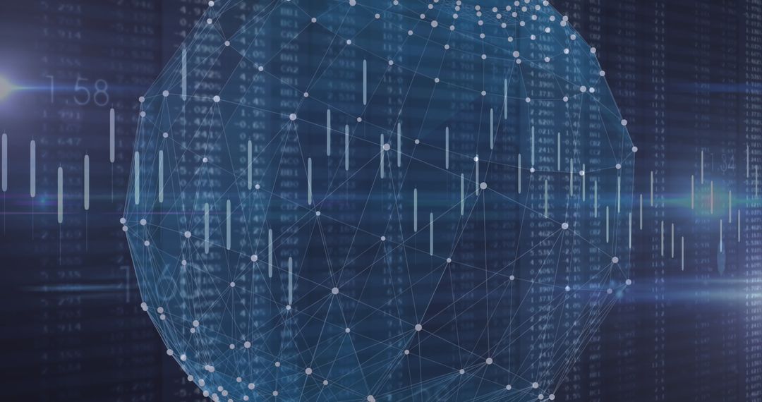 Digital Fintech Sphere with Data and Connection Visualization