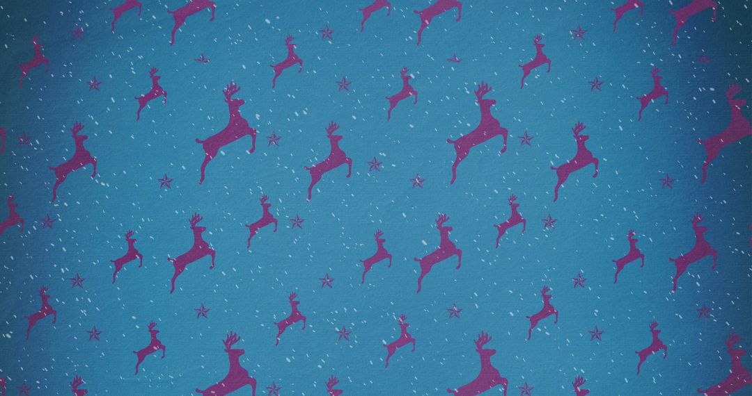 Festive Reindeer Pattern with Snowflakes on Blue Background