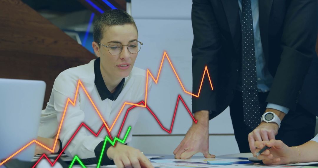 Business Analysts Discussing Financial Data Trends