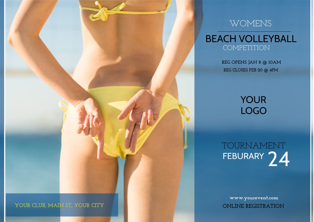 Women's Beach Volleyball Tournament Poster with Summer Vibes
