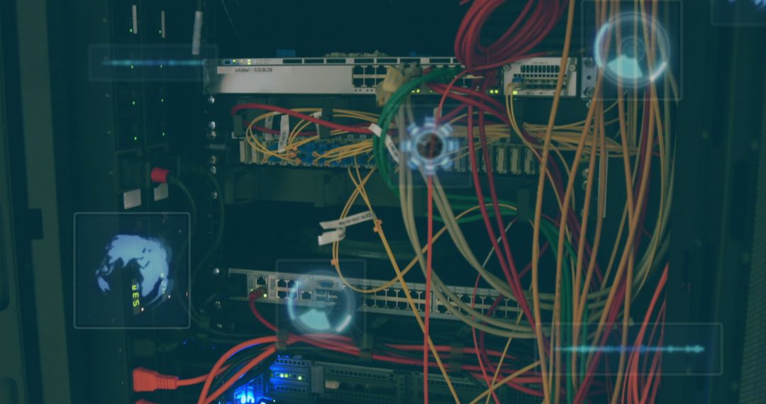 Digital Network Visualization with Servers and Cables