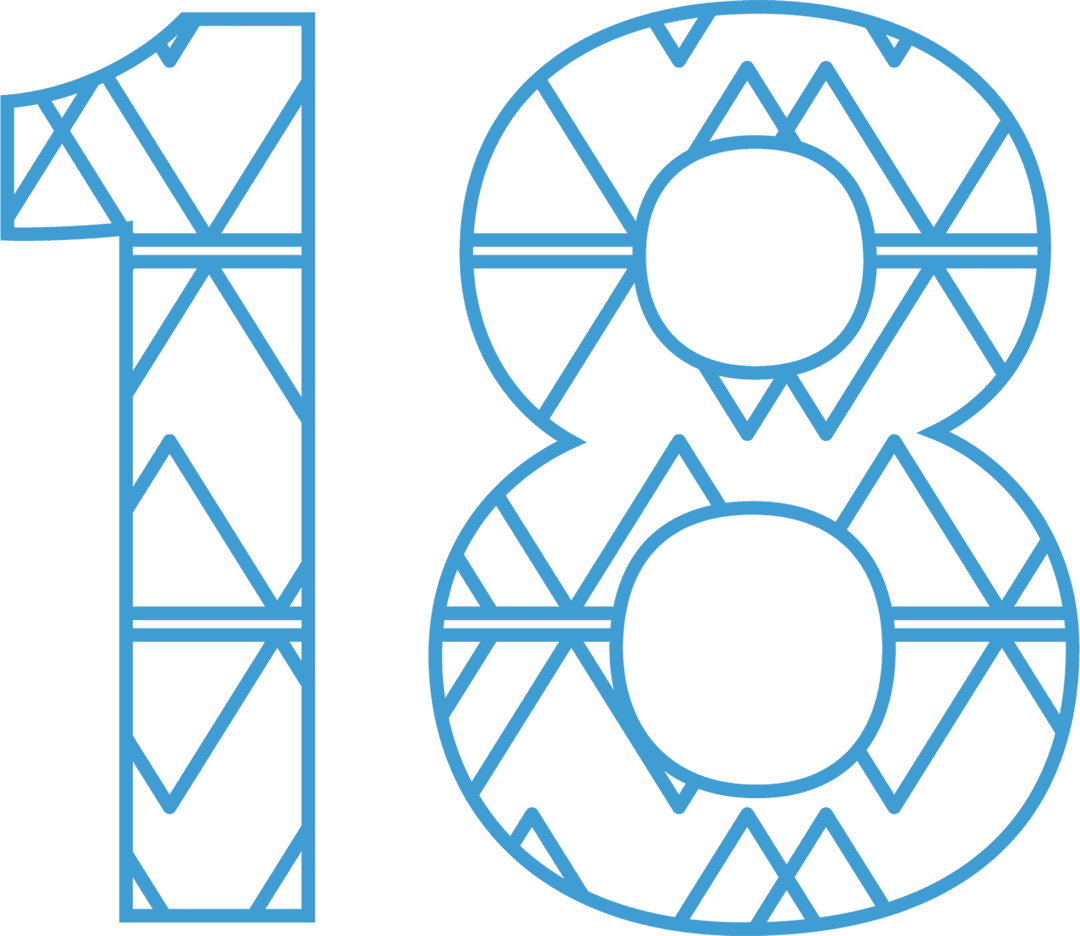 Geometric Number 18 on Transparent Background