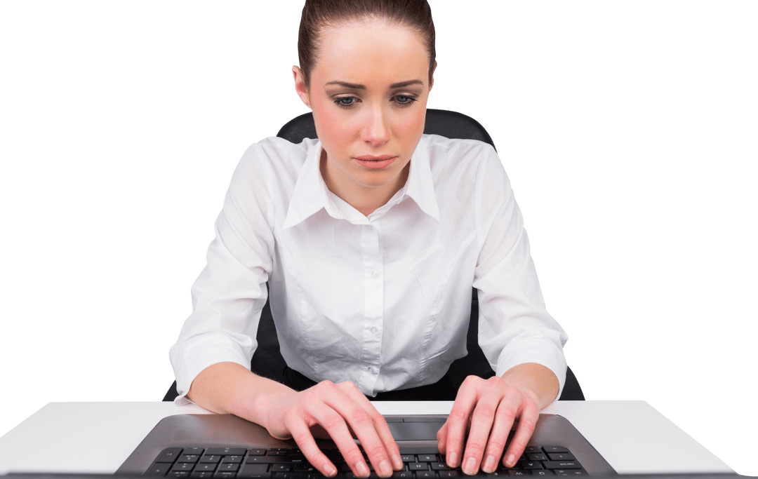 Businesswoman Typing on Keyboard Transparent Image