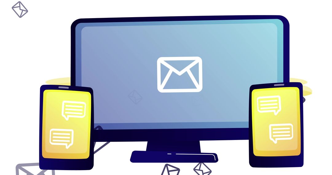 Digital Communication Diagram with Social Networking Icons