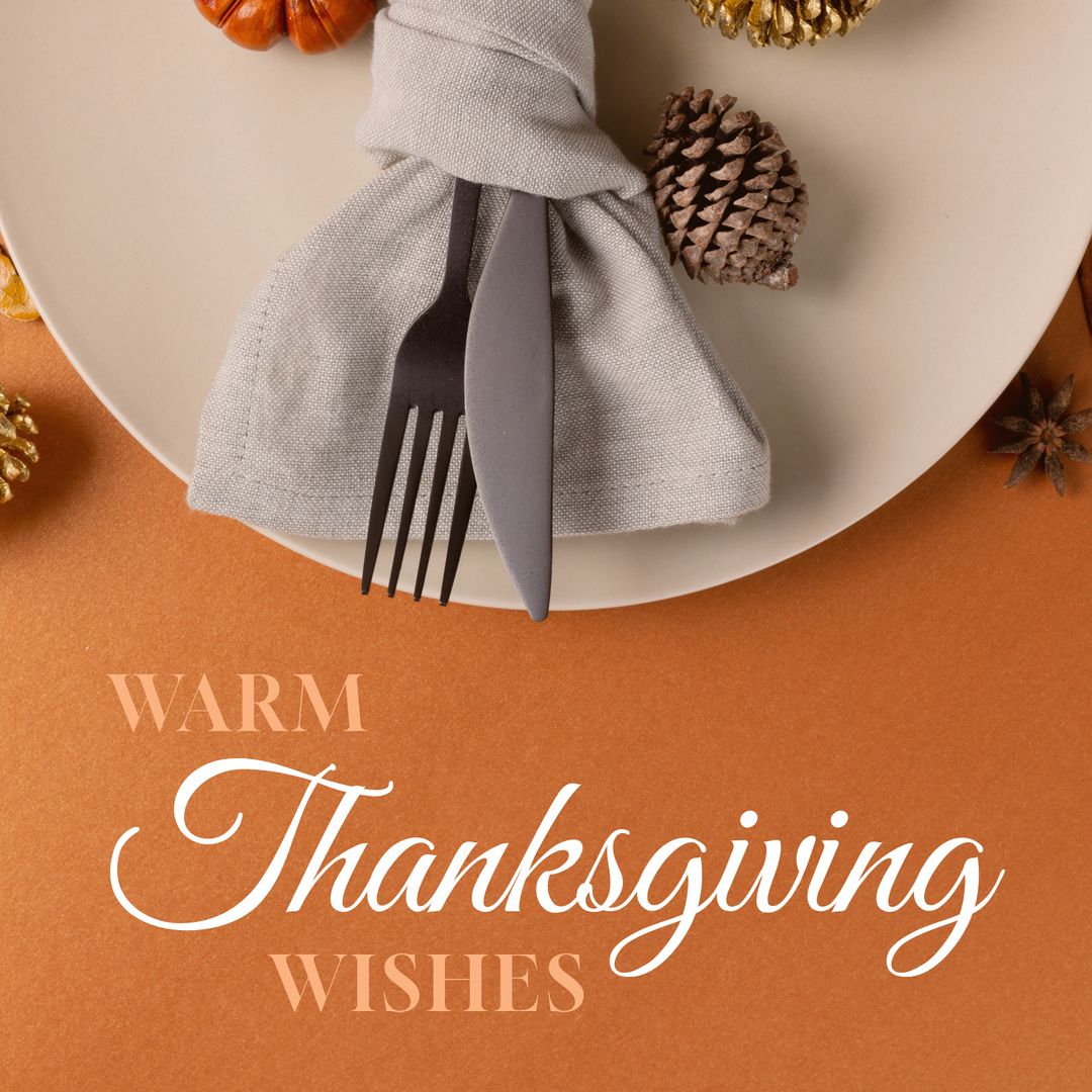 Warm Thanksgiving Wishes with Decorative Place Setting - Download Free Stock Templates Pikwizard.com