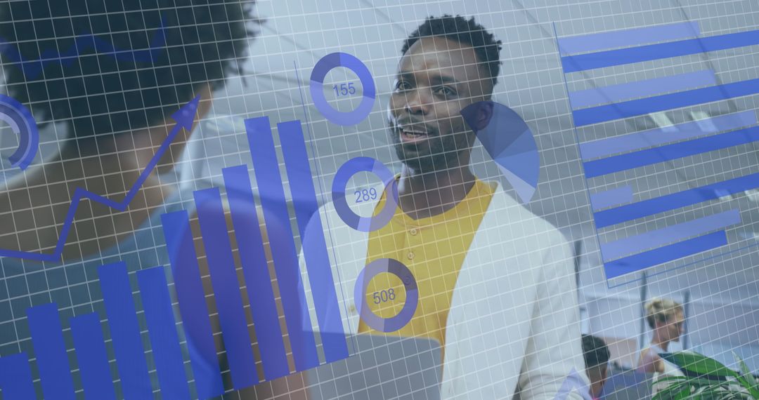 Financial Data Analysis with Diverse Professionals in Modern Office