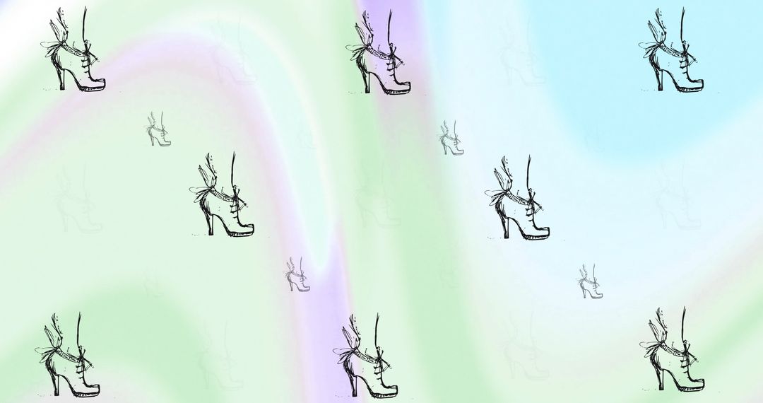 Seamless Shoe Pattern on Pastel Abstract Background