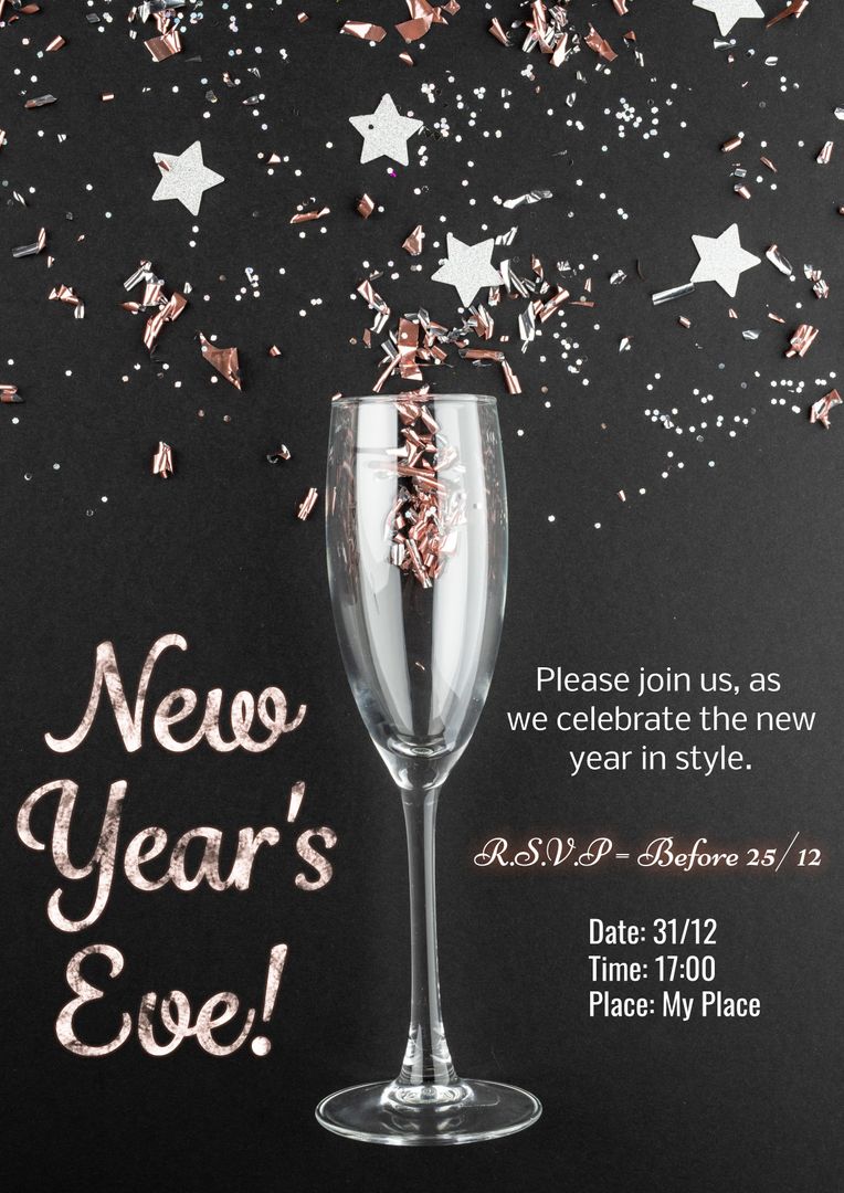 Elegant New Year's Eve Party Invitation with Champagne Glass