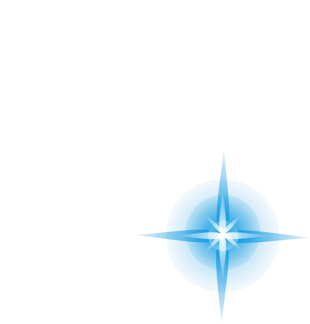 Transparent Canvas with Abstract Butterfly and Blue Starburst
