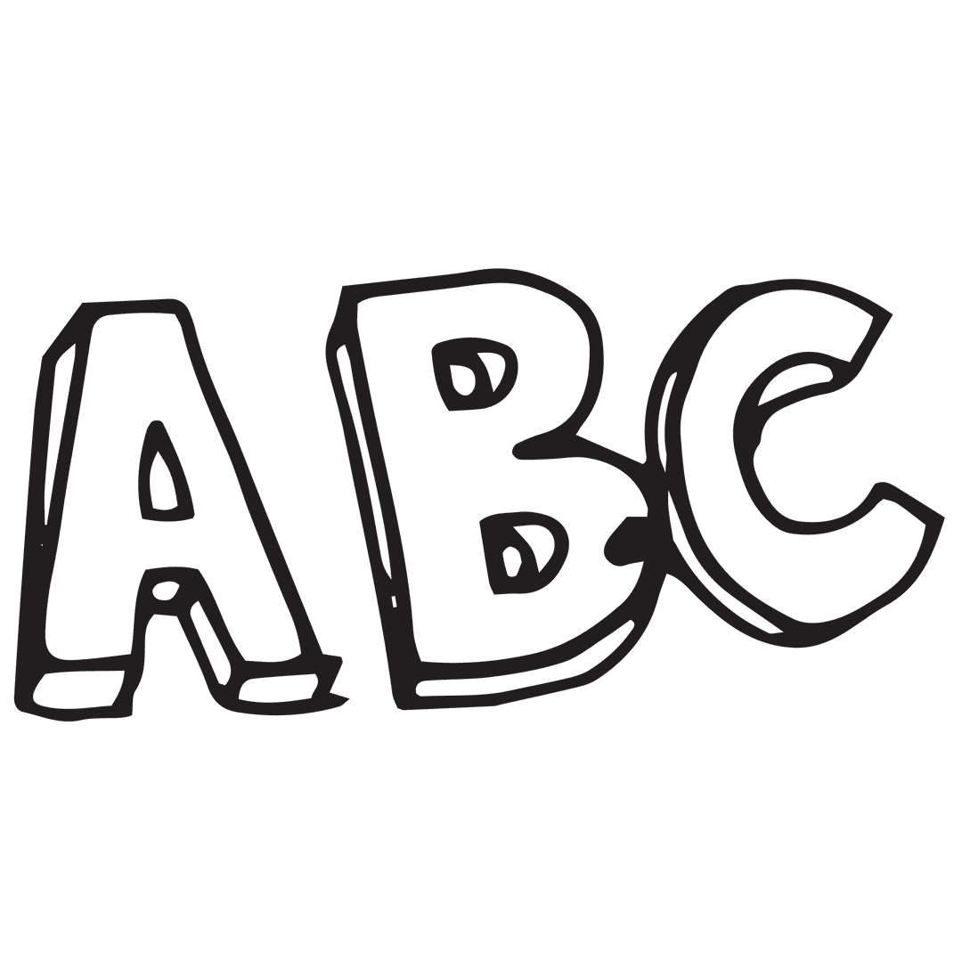 Creative Handwritten ABC Letters on Transparent Background