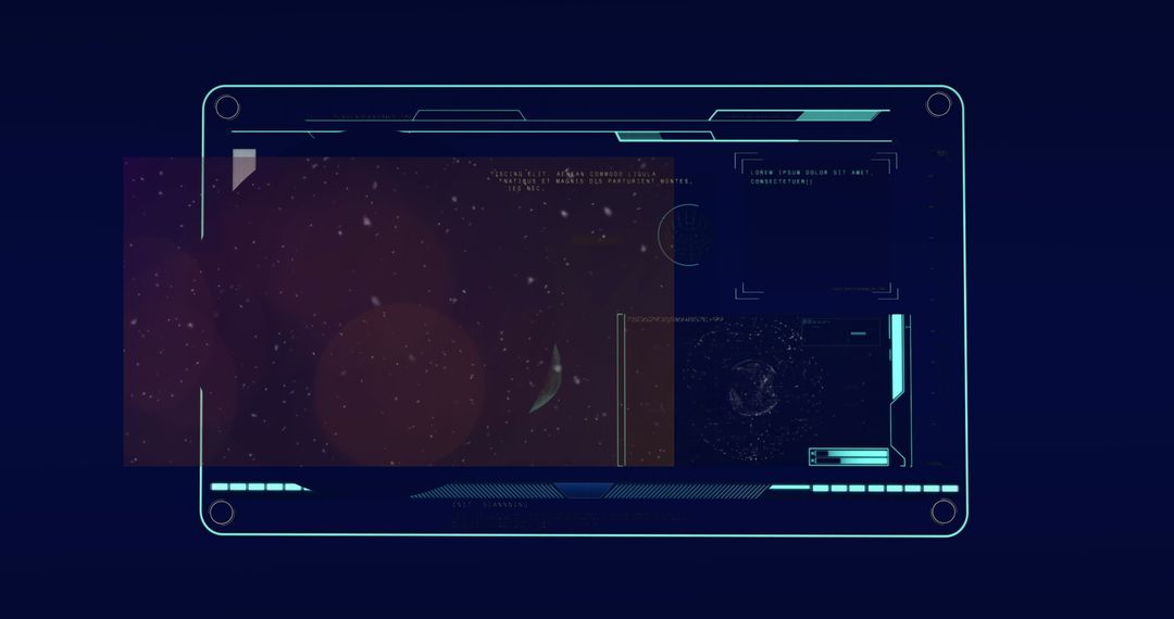 Futuristic Digital Interface with Data and Cosmic Elements