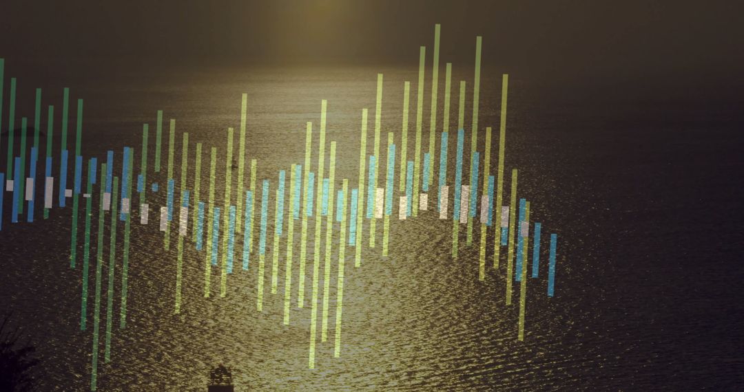 Multicolored Waveform Over Golden Sunlit Water Surface