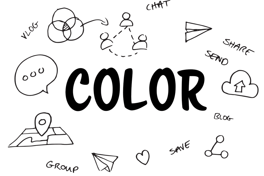 Transparent Digital Illustration of Symbols for Creativity Concept