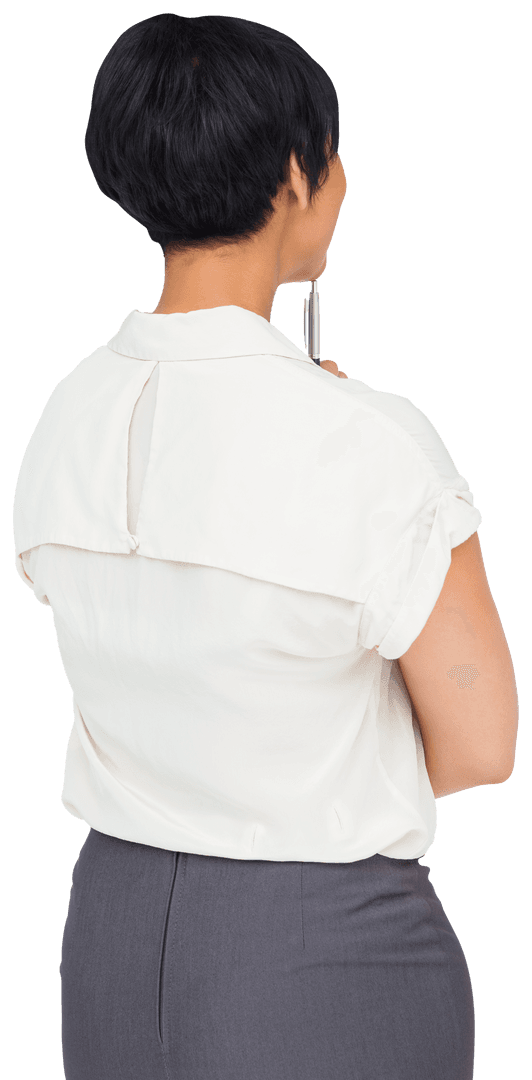 Rear View of Businesswoman on Transparent Background