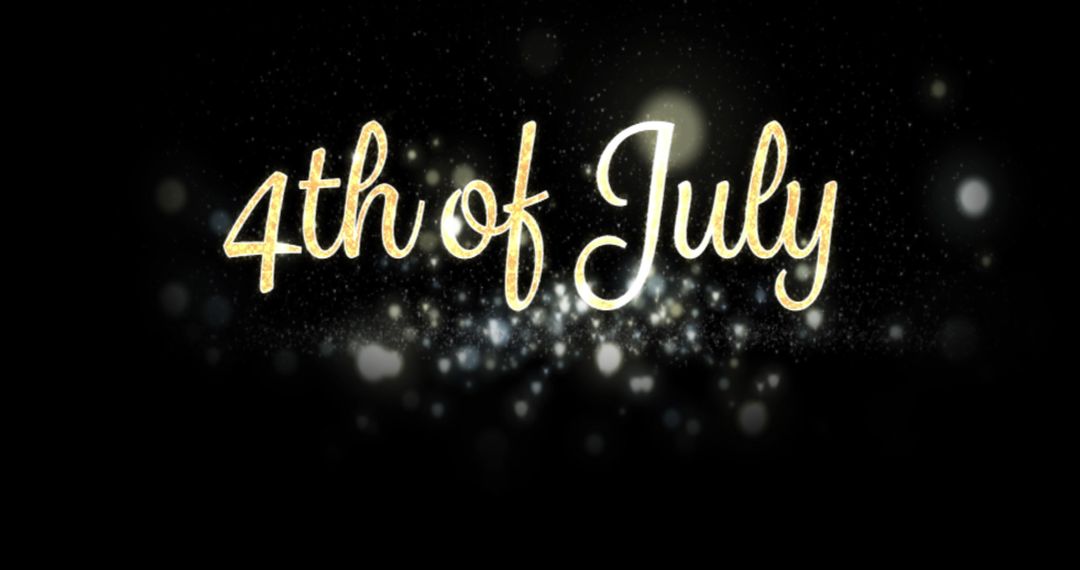 4th of July Celebration with Sparkling Gold Text and Silver Bokeh - Free Images, Stock Photos and Pictures on Pikwizard.com